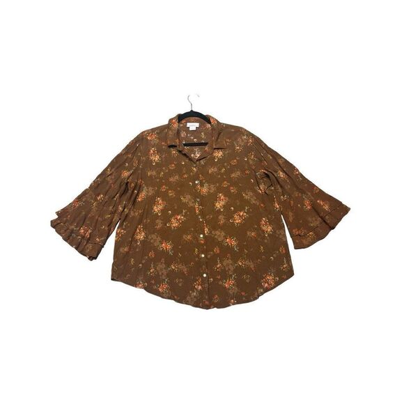 Ariat Womens Floral Print Bell Sleeves Button-Up Shirt Multi-Color Size 2XL - Picture 1 of 9